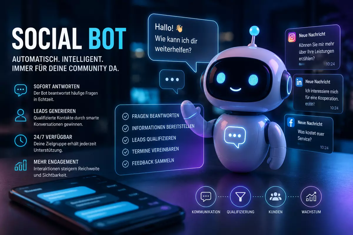 KI-gestützter Social Media Bot für automatisierte Kundenkommunikation, Leadqualifizierung und Community-Management
