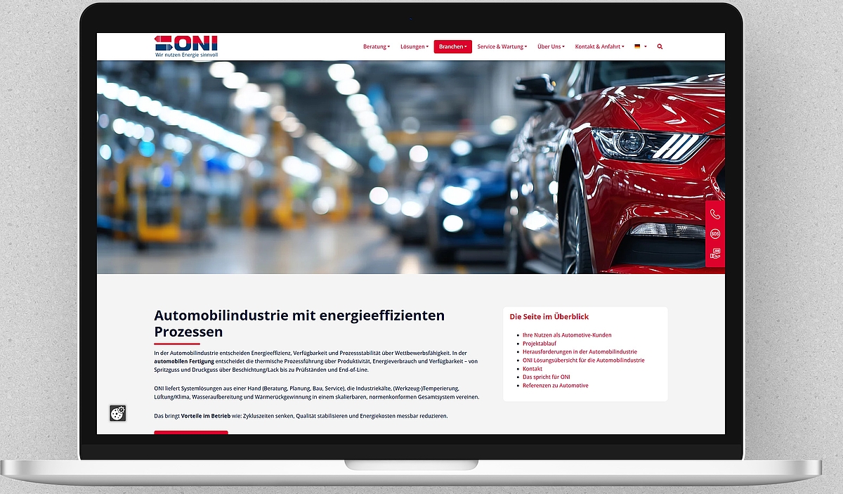 ONI SEO-Seite (Branchenseite Automotive)