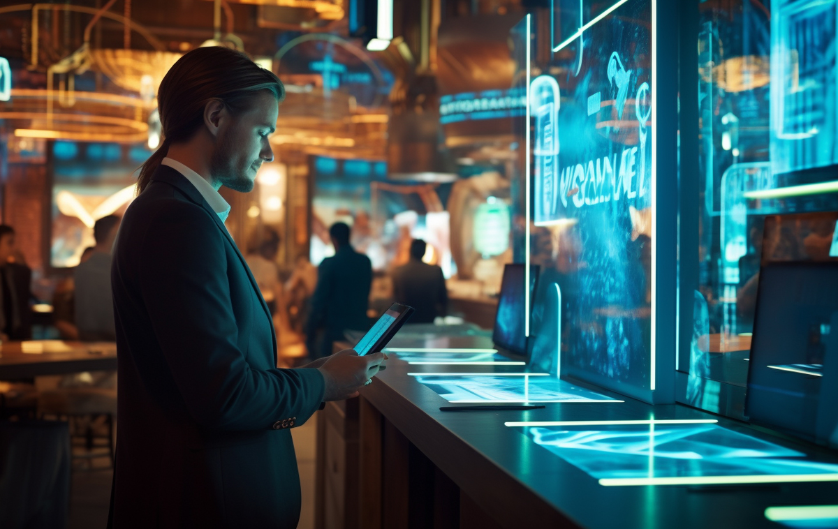 Recruiting Kampagne Social Media - Mann mit Tablet im Seitenprofil