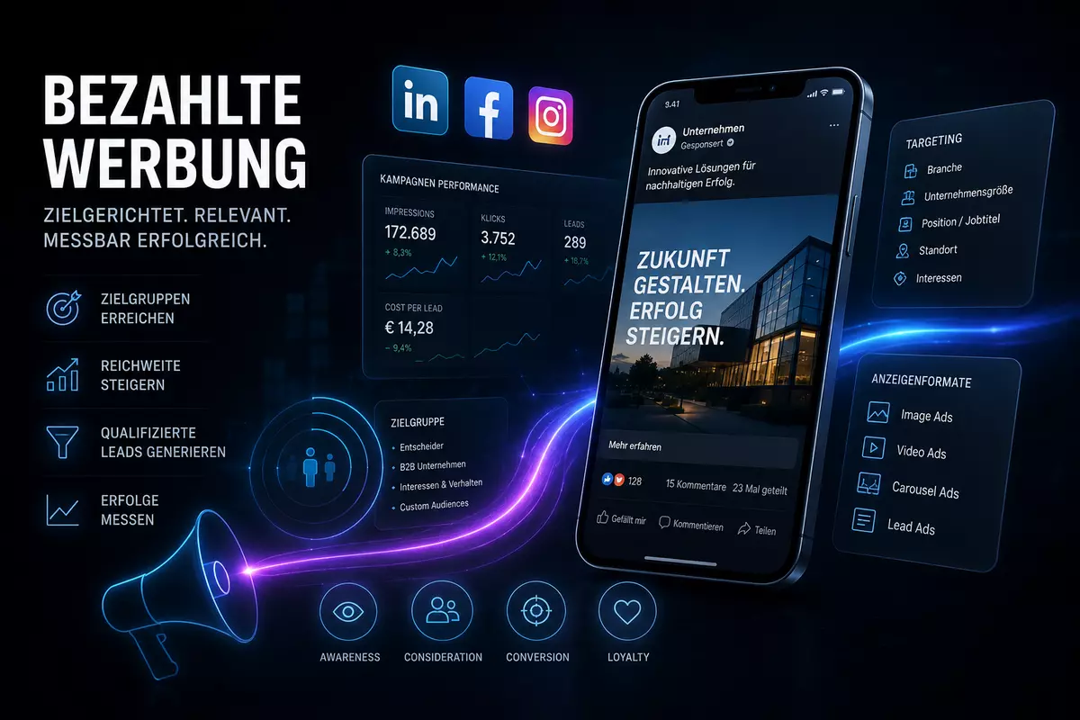 Social Media Advertising mit zielgerichteten Werbekampagnen, Zielgruppen-Targeting und Performance-Analyse